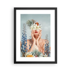 Plakát v černém rámu - Žena – květina - 30x40 cm
