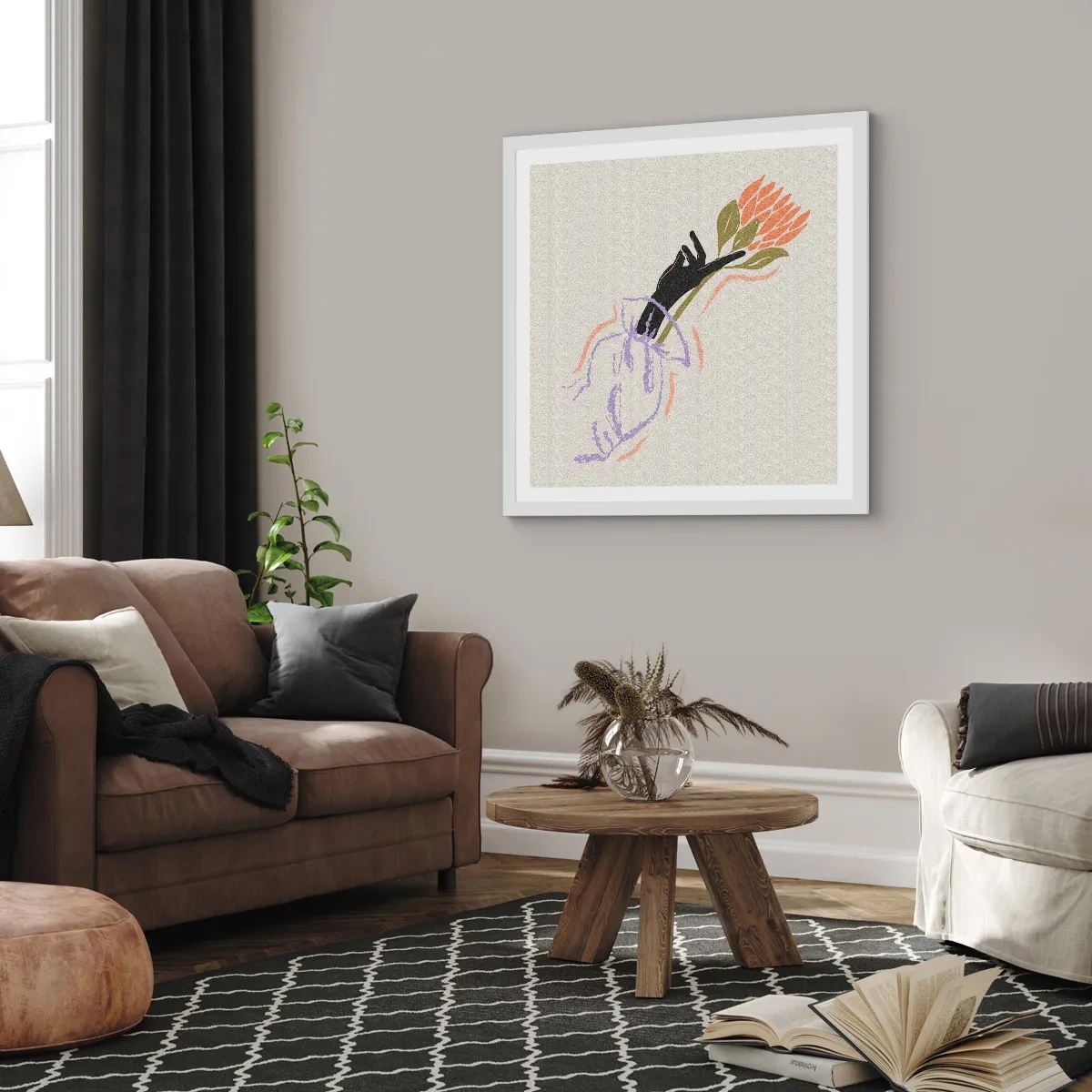 Plakát v bílém rámu - Sesterský dotek - 30x30 cm