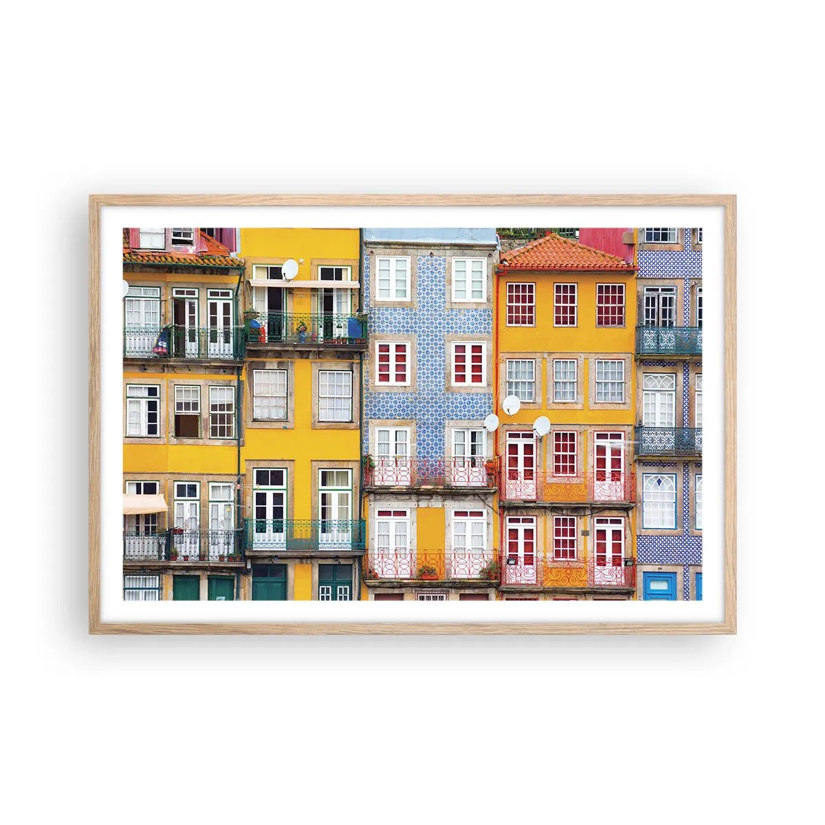 Plakát v rámu světlý dub - Barvy starého města - 91x61 cm