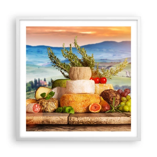 Plakát v bílém rámu - Italská radost ze života - 60x60 cm