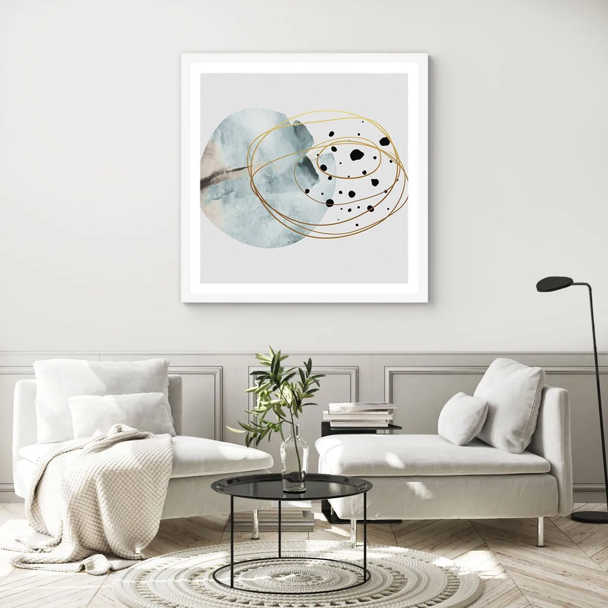 Plakát v bílém rámu - V objetí prostoru - 50x50 cm