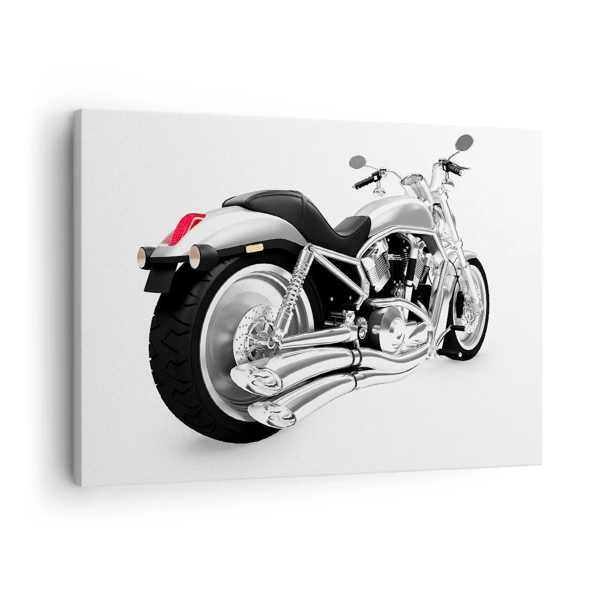 Obraz na plátně - Chromovaný motocykl na bílém pozadí - 70x50cm - Sny sběratele - Moderní nástěnná dekorace do obývacího pokoje a ložnice ARTTOR