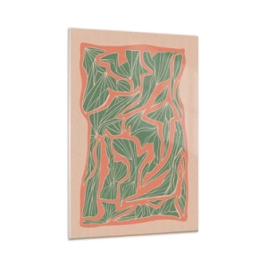 Obraz na skle - Souboj korálů a zeleně - 80x120 cm