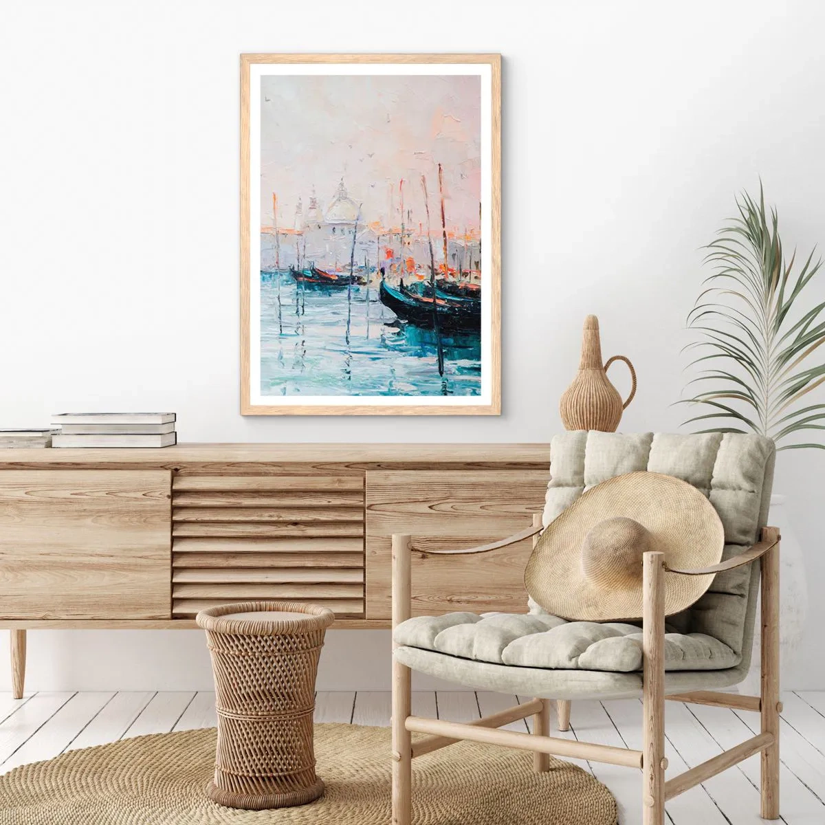 Plakát v rámu světlý dub - Za vodou, za mlhou - 40x50 cm