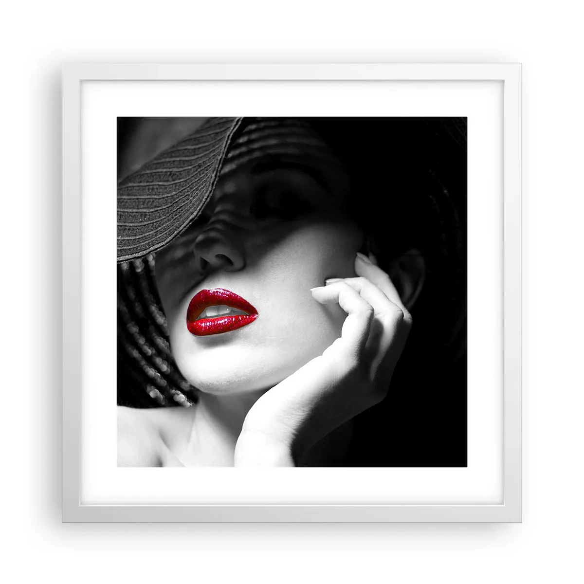 Plakát v bílém rámu - Studie v šarlatové - 40x40 cm