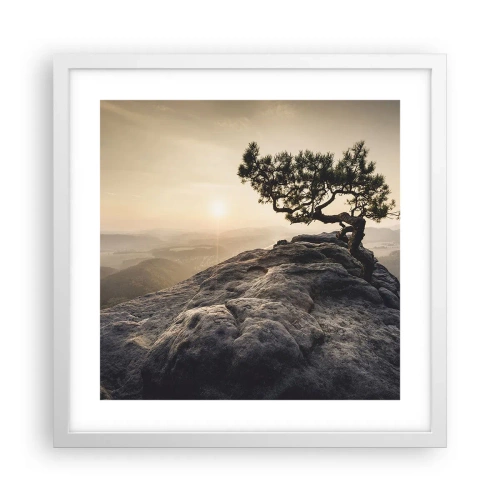 Plakát v bílém rámu - Život vždy vítězí - 40x40 cm