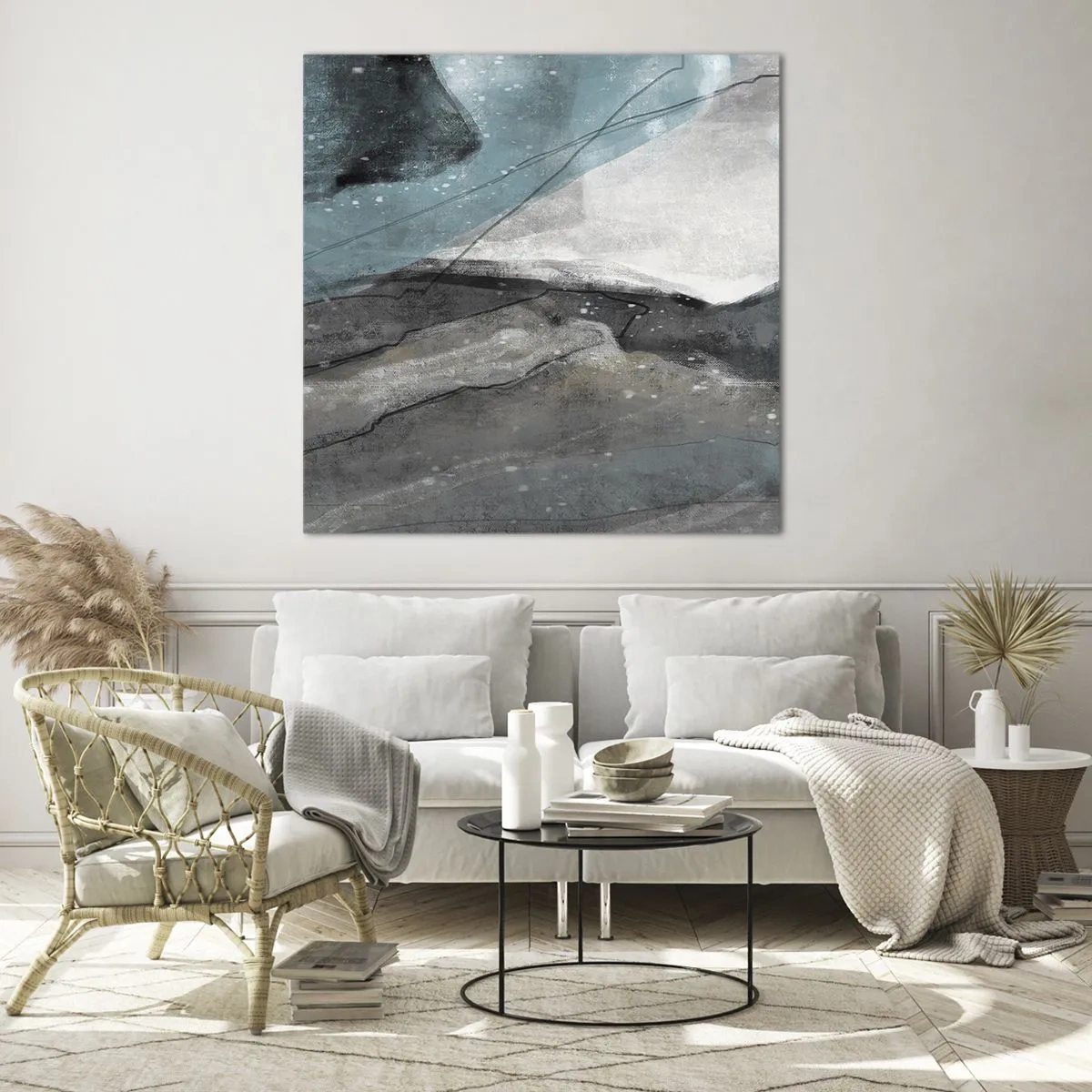 Obraz na skle - Abstrakce: skály a led - 40x40 cm