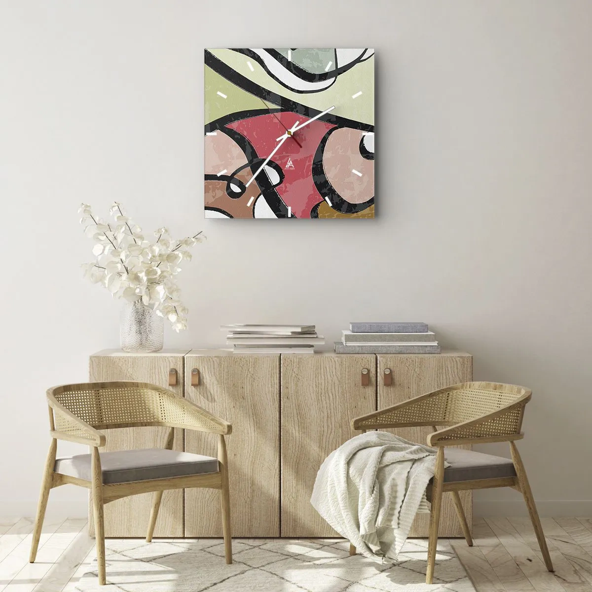 Nástěnné hodiny - Piruety uprostřed barev - 40x40 cm