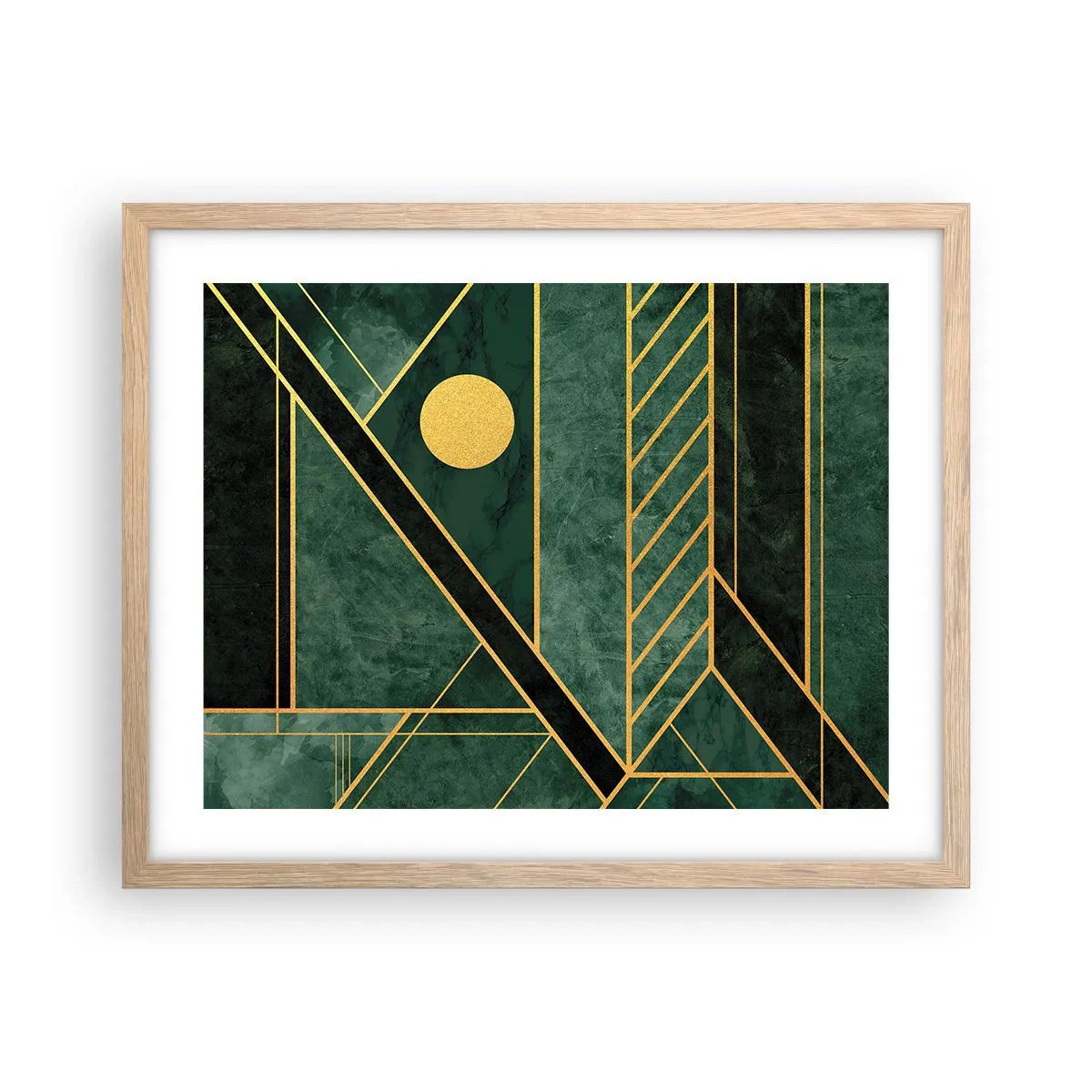 Plakát v rámu světlý dub - Dynamika zlata a lazuritu - 50x40 cm