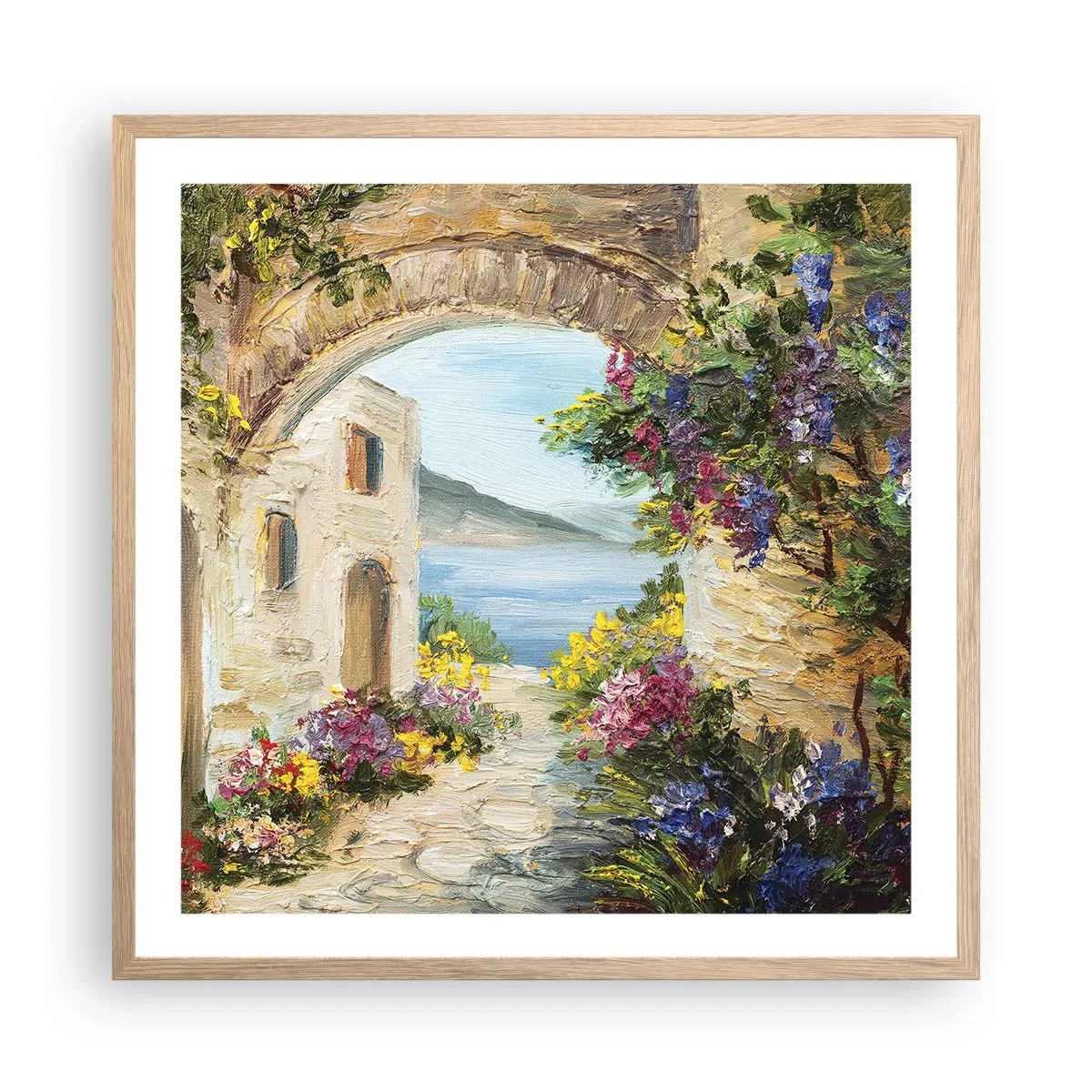 Plakát v rámu světlý dub - Půvab pobřežní krajiny - 60x60 cm