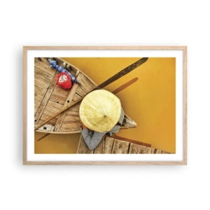 Plakát v rámu světlý dub - Život na žluté řece - 70x50 cm