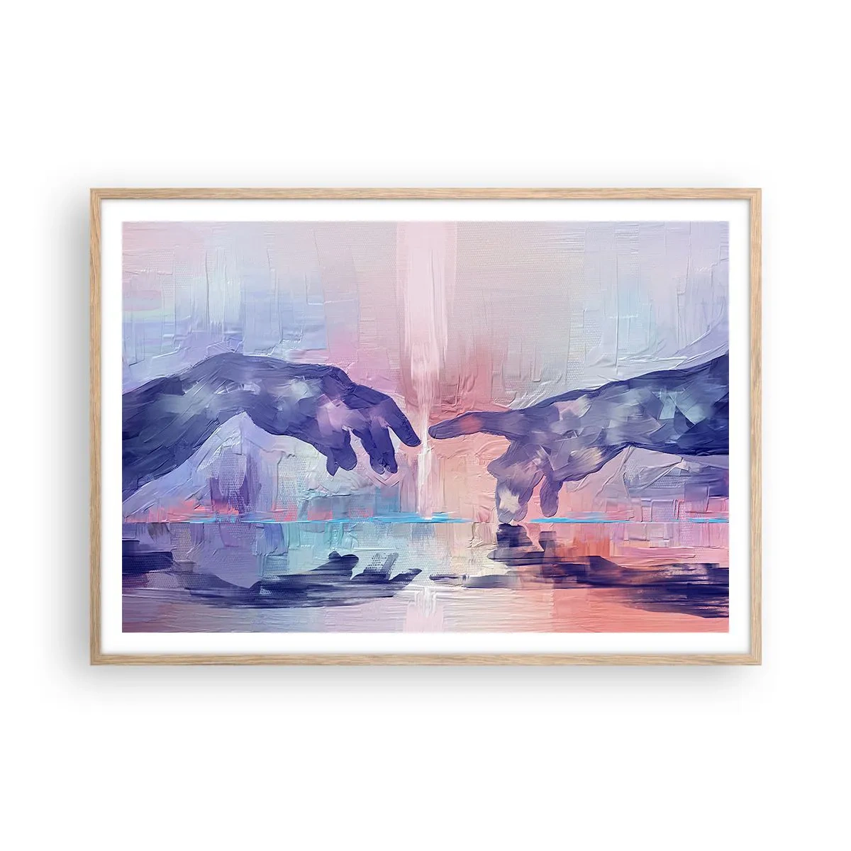 Plakát v rámu světlý dub - Božská jiskra života - 100x70 cm