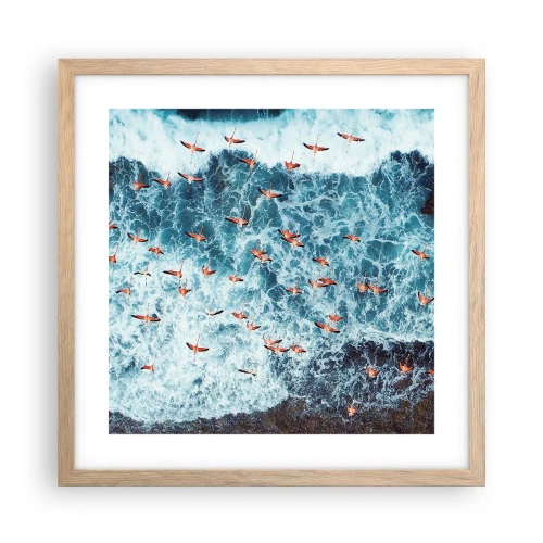 Plakát v rámu světlý dub - Přímořský průvod - 40x40 cm