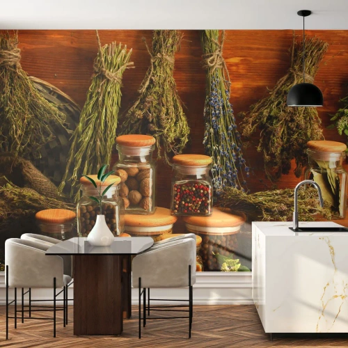 Fototapeta Samolepicí Deluxe Sticker - Kuchyňská kouzla - Gastronomie, Sušené bylinky, Koření - 100x70 cm