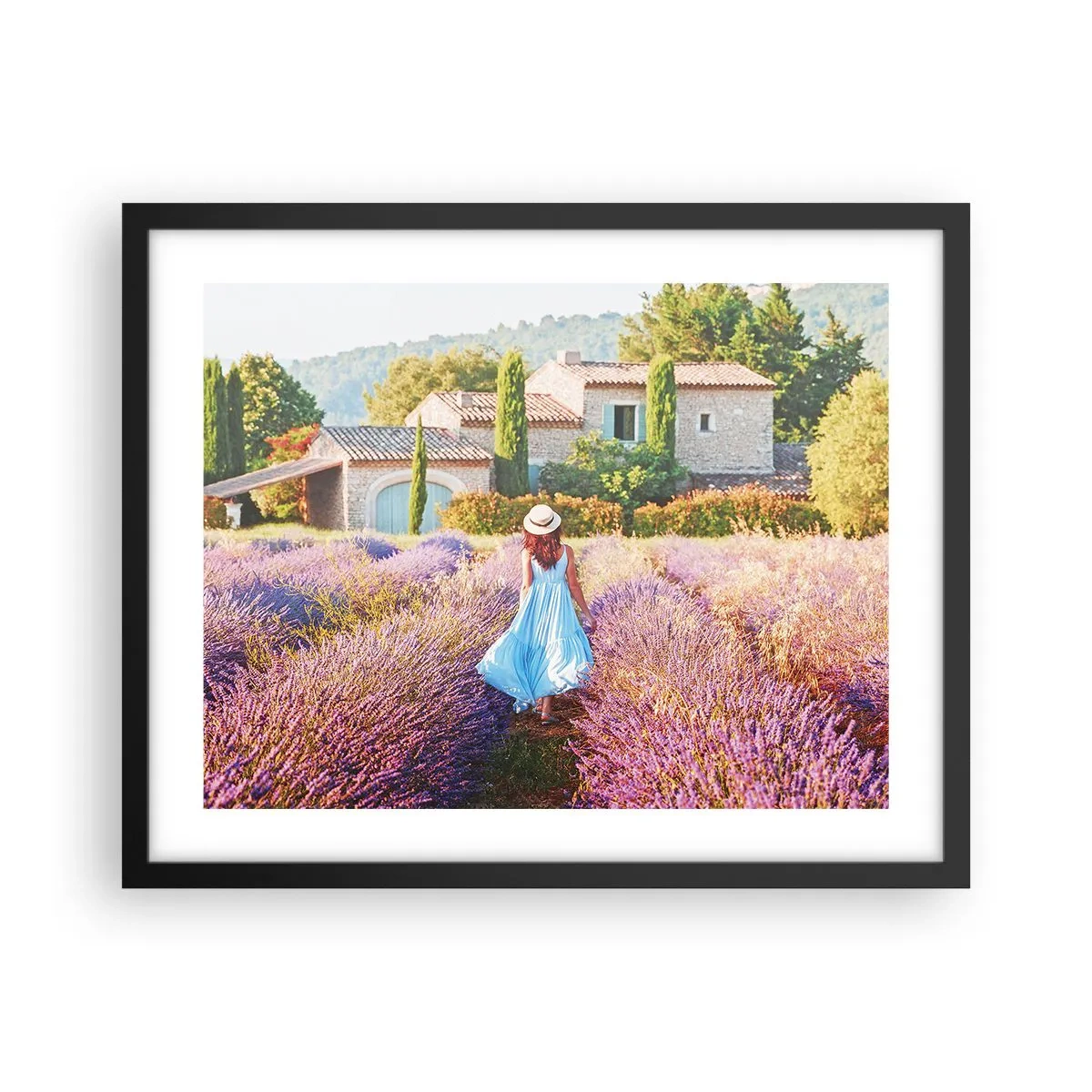 Plakát v černém rámu - Levandulová dívka - 50x40 cm