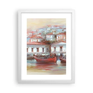Plakát v bílém rámu - Šťastné městečko - 30x40 cm