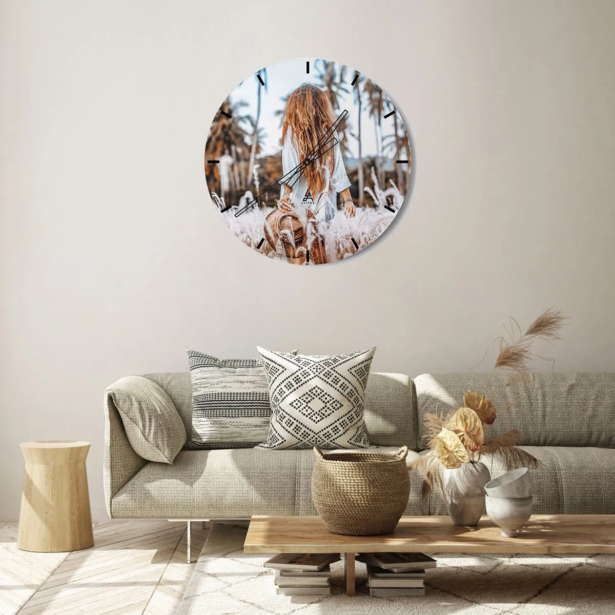 Nástěnné hodiny - Zrozená z travní chmýří - 40x40 cm