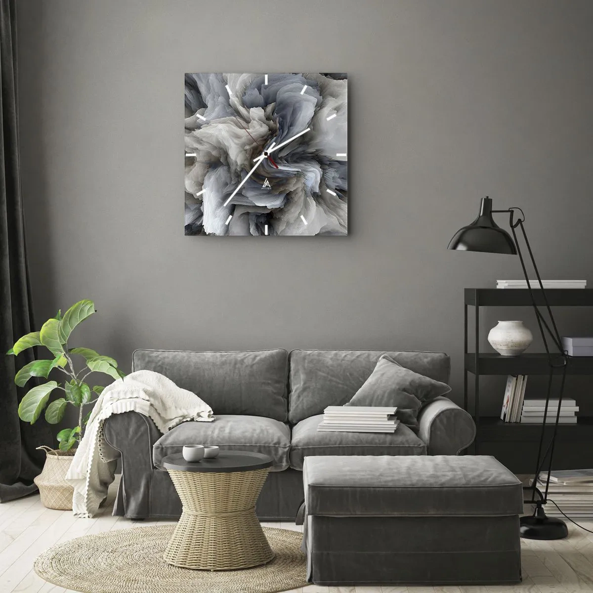Nástěnné hodiny - Kámen a květ - 40x40 cm