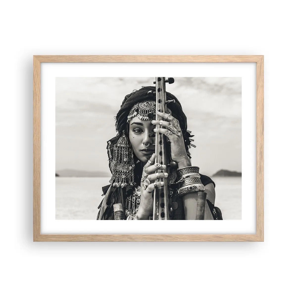 Plakát v rámu světlý dub - Samotná hudba orientu - 50x40 cm