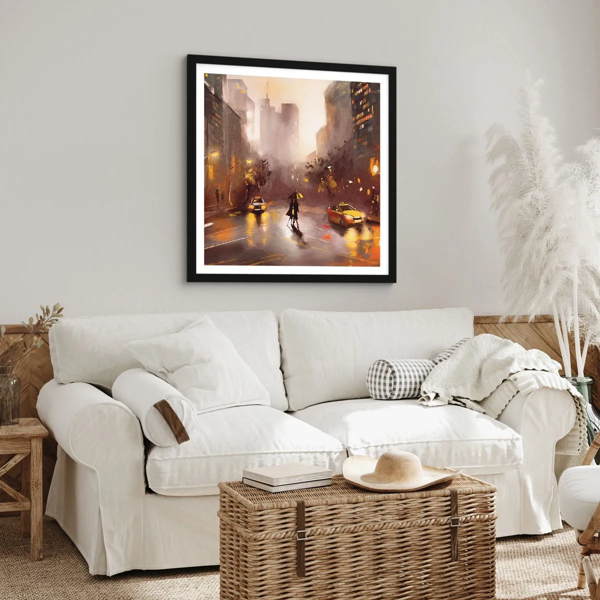 Plakát v černém rámu - Ve světlech New Yorku - 30x30 cm