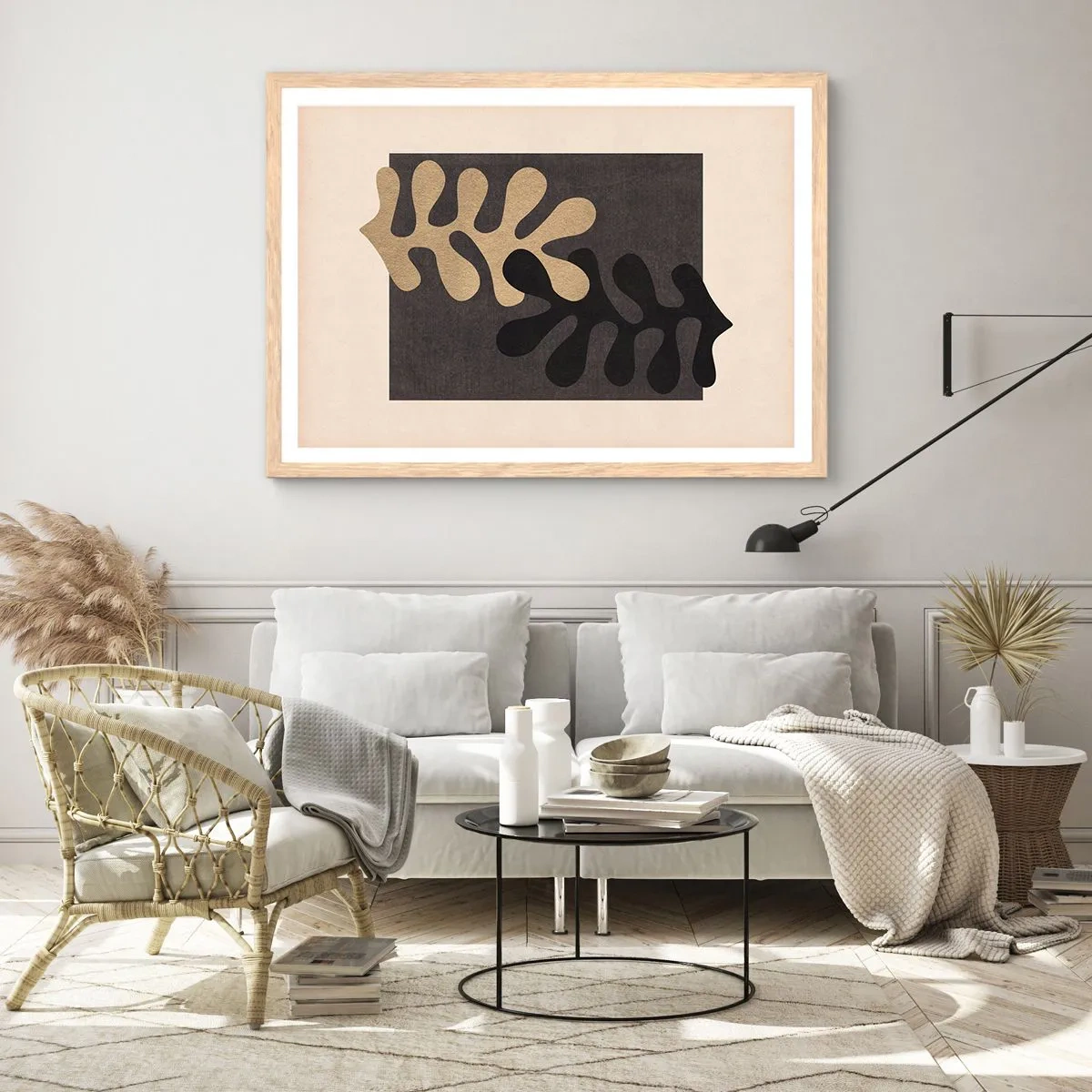 Plakát v rámu světlý dub - Nepřítomnost a doplnění - 100x70 cm