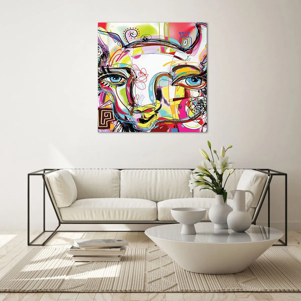 Obraz na skle - Bohatství kočičí krásy - 50x50 cm