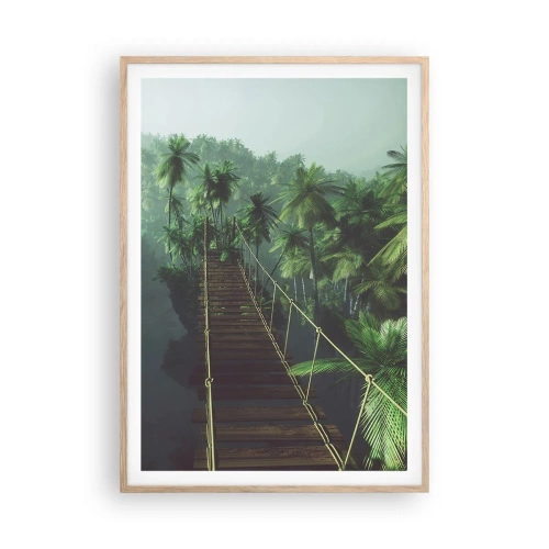 Plakát v rámu světlý dub - U vodopádu zeleně - 70x100 cm