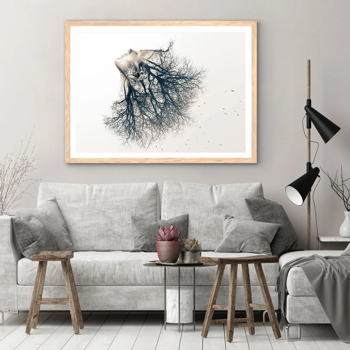 Plakát v rámu světlý dub - Okouzlená šepotem stromu - 100x70 cm