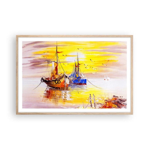 Plakát v rámu světlý dub - Zasloužený odpočinek v přístavu - 91x61 cm