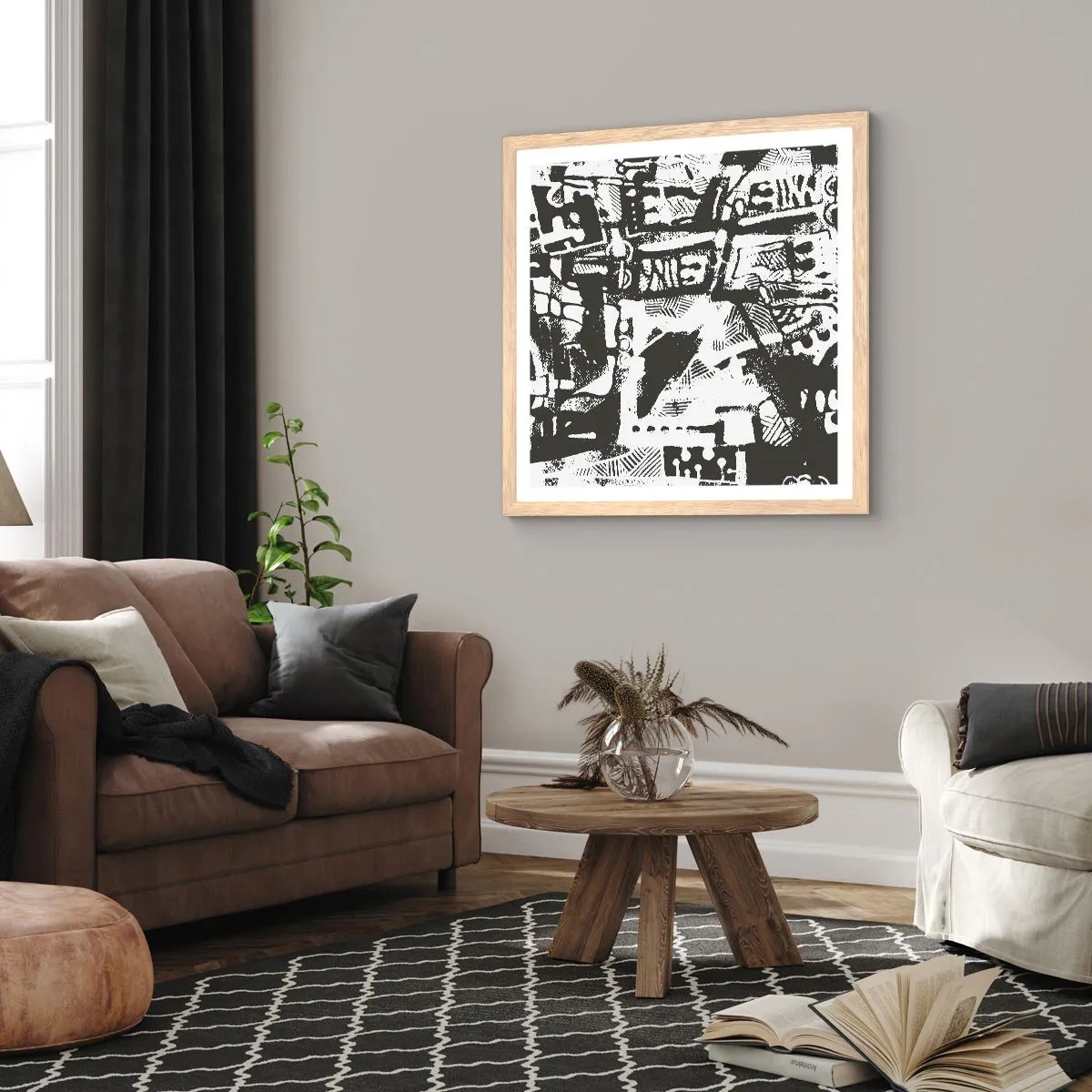 Plakát v rámu světlý dub - Pořádek nebo chaos? - 40x40 cm