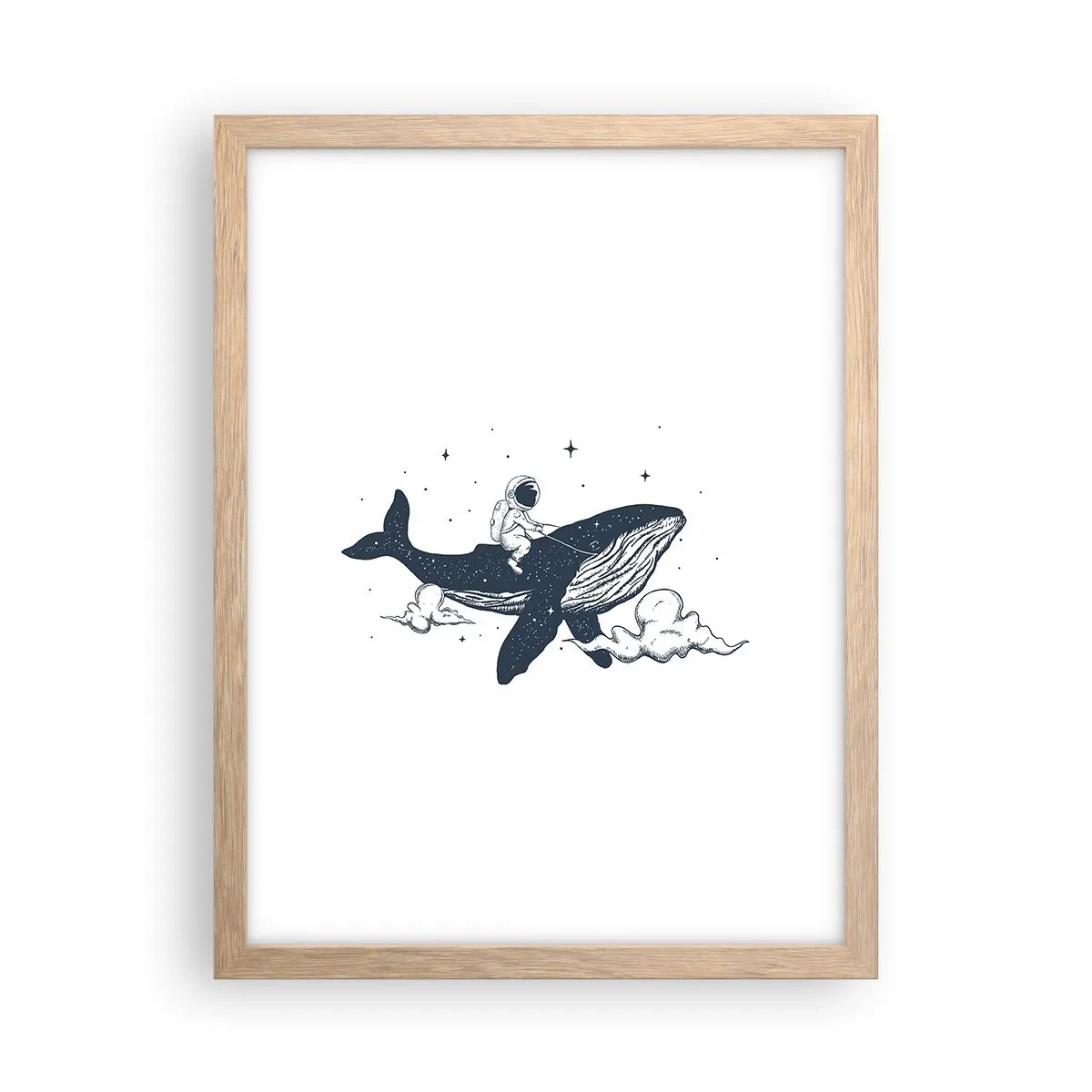 Plakát v rámu světlý dub - Vesmírné dobrodružství - 30x40 cm
