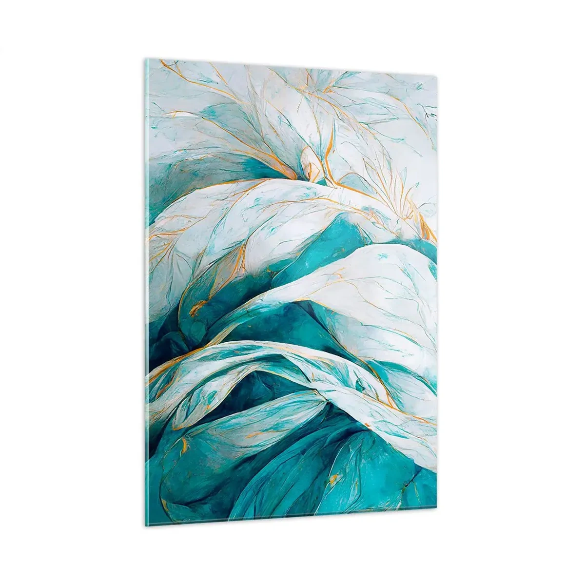 Obraz na skle - Modrá abstrakce se zlatým motivem - 50x70 cm