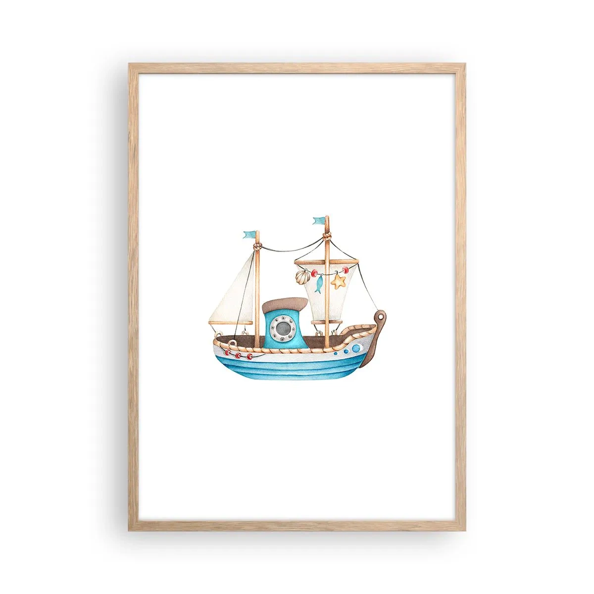 Plakát v rámu světlý dub - Ahoj, dobrodružství! - 50x70 cm