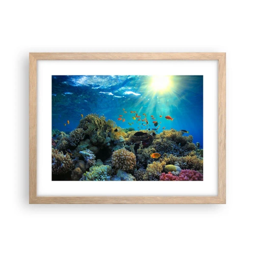 Plakát v rámu světlý dub - Podvodní poklady - 40x30 cm