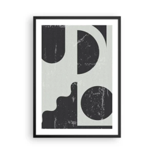 Plakát v černém rámu - Abstraktní geometrické kompozice v černé a šedé barvě - 50x70cm - Kompozice nad a pod - Moderní nástěnná dekorace do obývacího pokoje a ložnice ARTTOR
