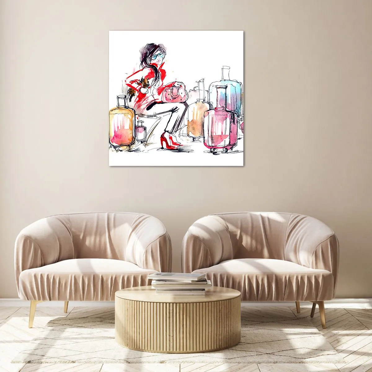 Obraz na skle - Posaďme se před cestou - 60x60 cm