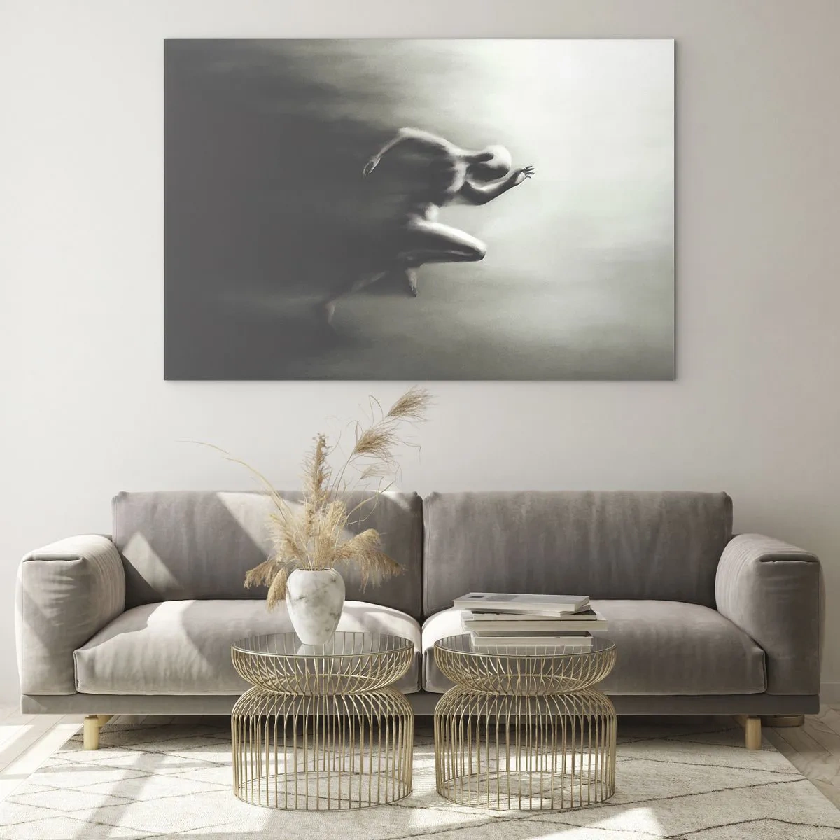 Obraz na skle - Dynamická silueta běžící postavy v rozmazaném světle - 70x50cm - Nezastavitelný - Moderní nástěnná dekorace do obývacího pokoje a ložnice ARTTOR