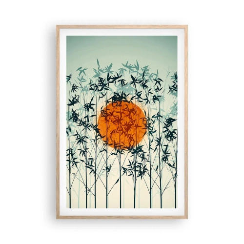 Plakát v rámu světlý dub - Japonské slunce - 61x91 cm