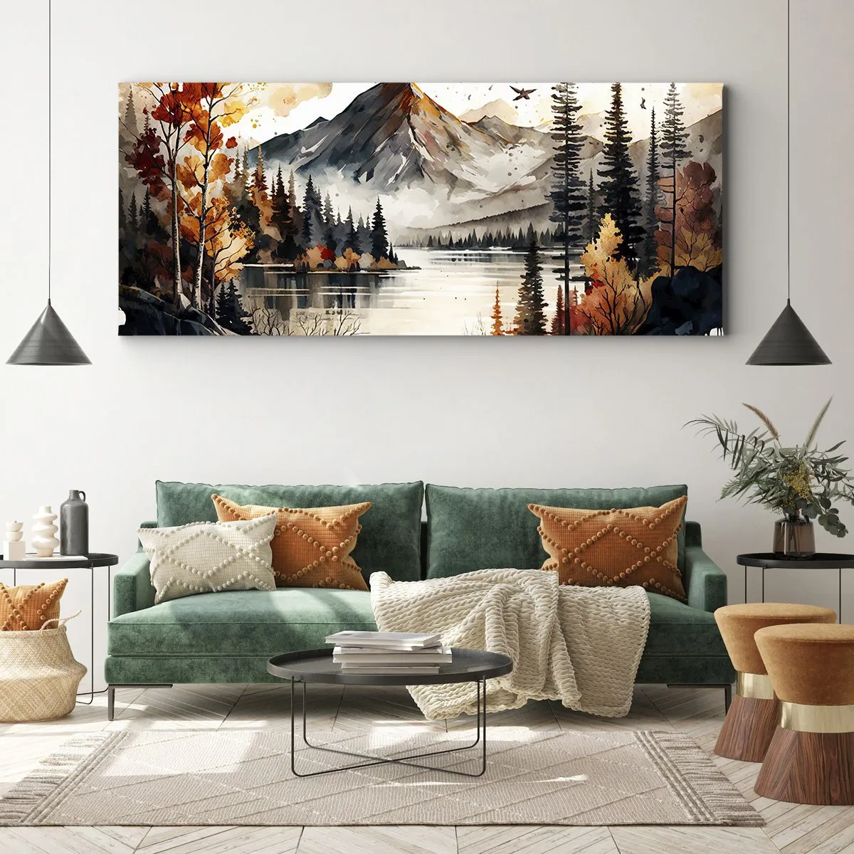 Obraz na plátně - Zlatý podzim na horách - 100x40 cm