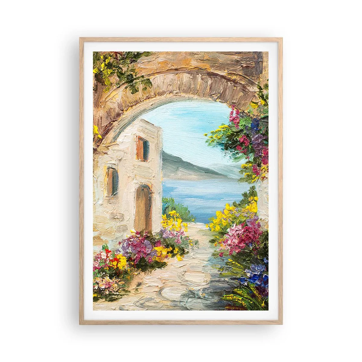 Plakát v rámu světlý dub - Půvab pobřežní krajiny - 70x100 cm