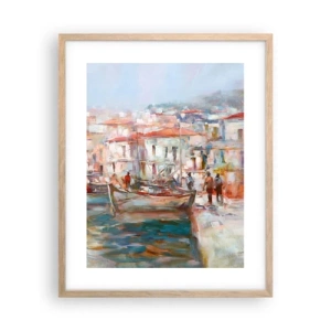 Plakát v rámu světlý dub - Pastelová dovolená - 40x50 cm