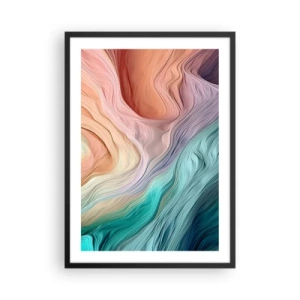 Plakát v černém rámu - Abstraktní kompozice vlnovek v pastelových barvách. - 50x70cm - Duhová vlna - Moderní nástěnná dekorace do obývacího pokoje a ložnice ARTTOR