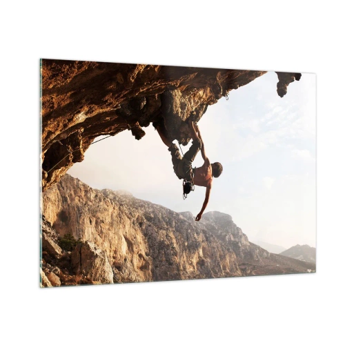 Obraz na skle - Svět smrsknutý v ruce na sesuvu balvanu - 100x70 cm