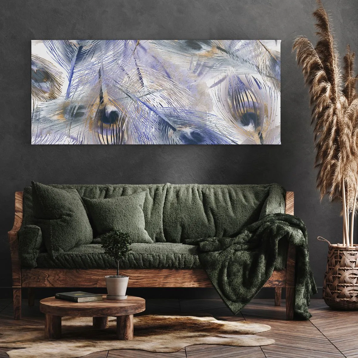 Obraz na plátně - Kompozice pavího oka - 140x50 cm