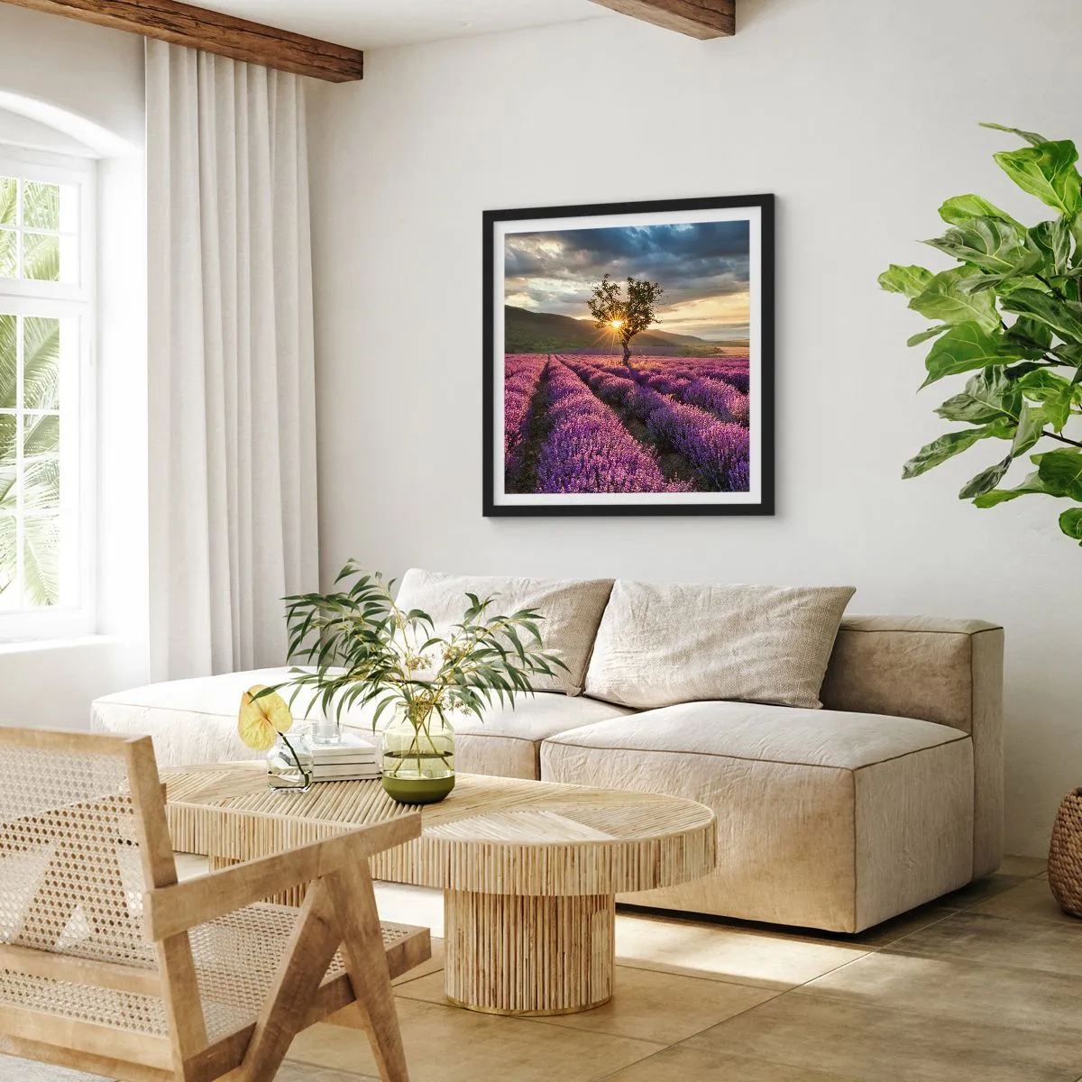 Plakát v černém rámu - Aroma v barvě lila - 30x30 cm