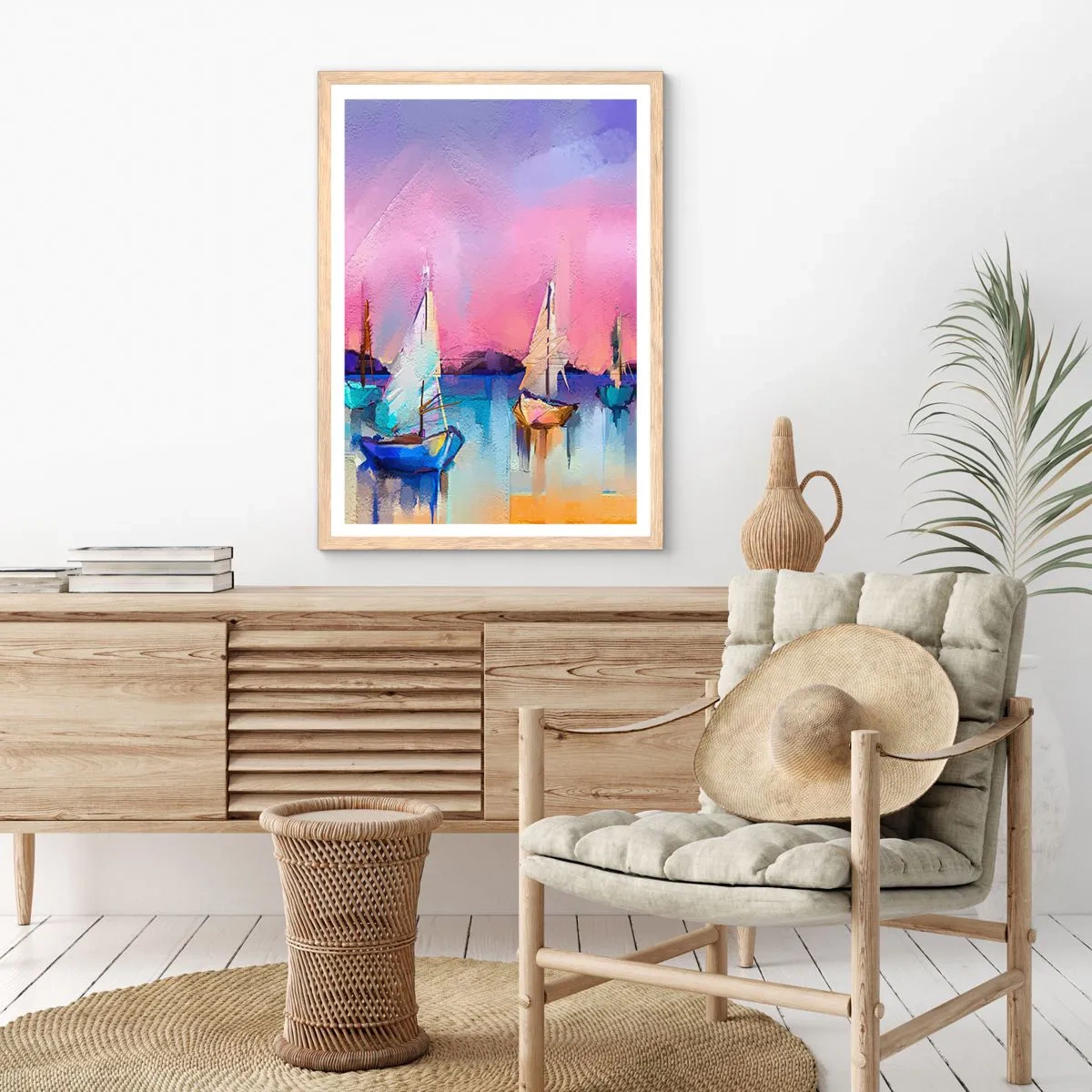 Plakát v rámu světlý dub - Směr: široké vody - 30x40 cm