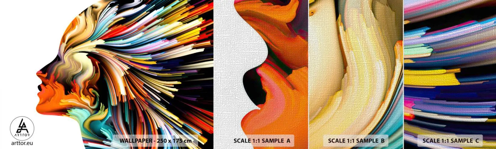 Vzor Fototapety Premium Canvas - Exploze představivosti - Abstrakce, Žena, Grafika - 100x30 cm