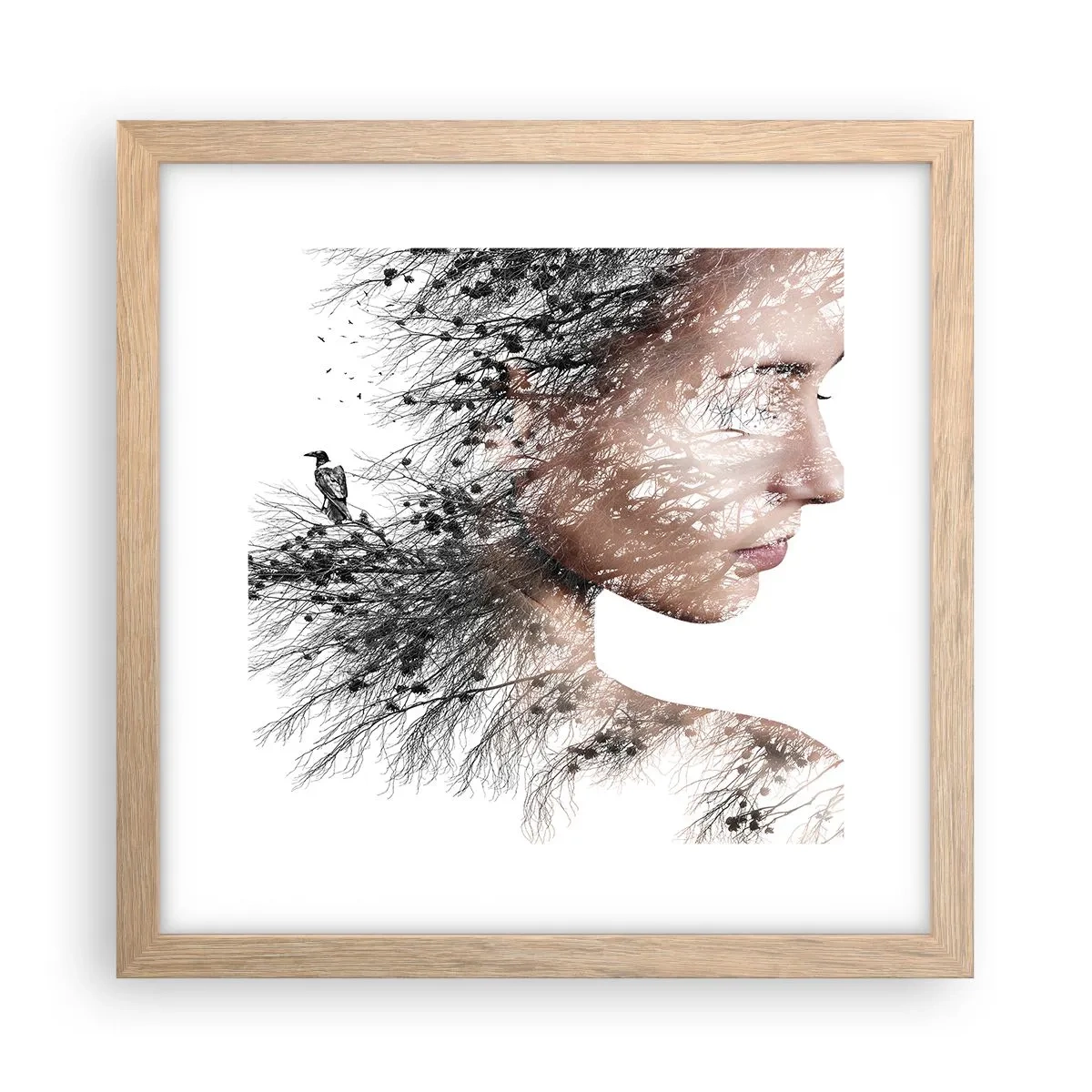 Plakát v rámu světlý dub - Duch lesa - 30x30 cm