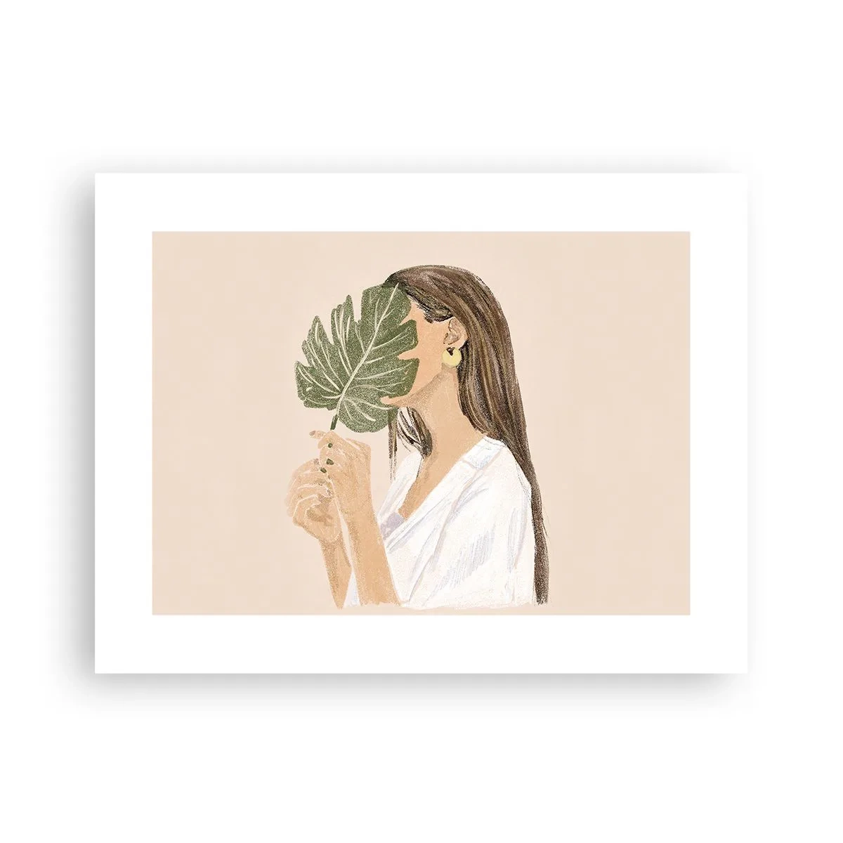 Plakát - Tajemný portrét s vějířem - 40x30 cm