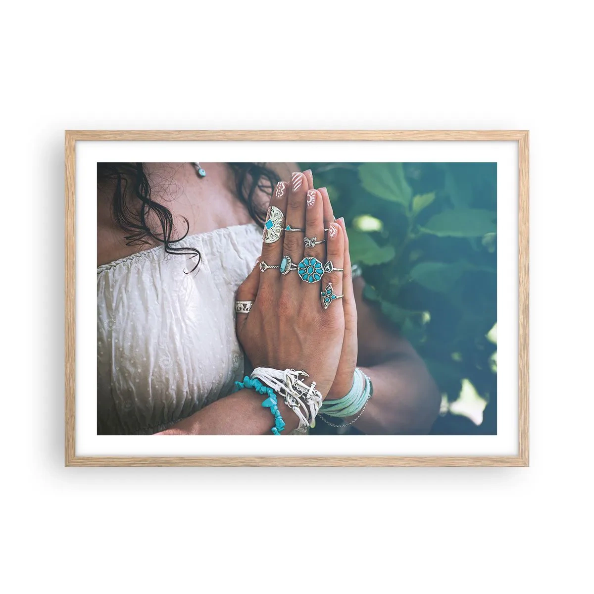 Plakát v rámu světlý dub - Vítejte v centru bytí - 70x50 cm